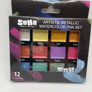 Soho Metallic Watercolor Set with Vibrant Shades